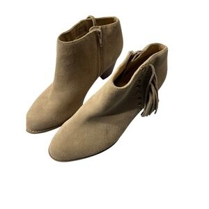 Vionic Faros Tan Suede Fringe Studded Ankle Boots 322FAROS Size 7.5
